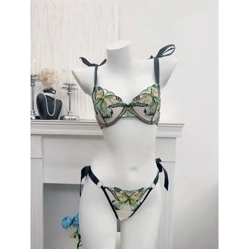 French Luxury Embroidery Sheer Lace Lingerie Set Lift Thin Cup Plus Size Big Bust Minimize Soft Transparent Intimate Wear 34-40 — image 5