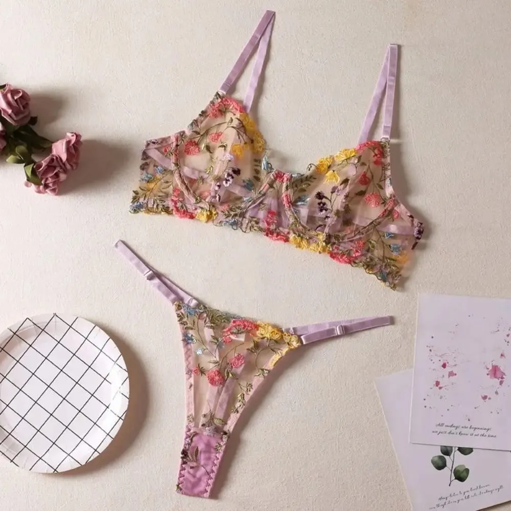 Sheer Intimates Transparent Lingerie Set Ultra-thin Push Up Panties Bra Set Elegant Bra Suit Women — image 3
