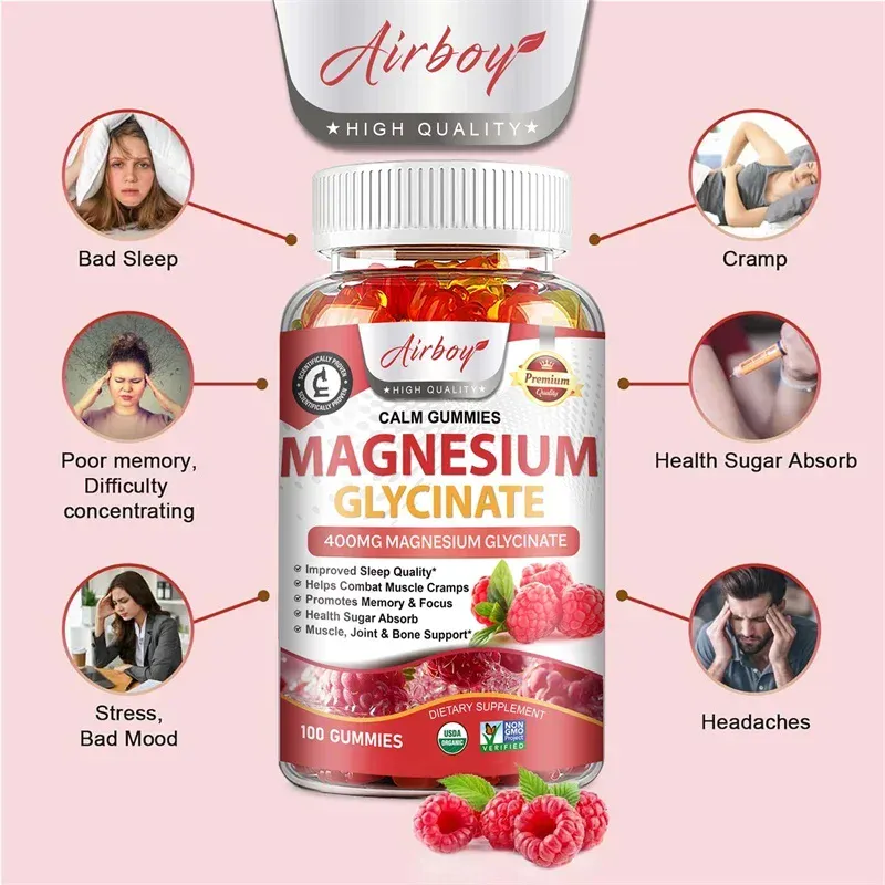 Magnesium Glycinate Gummies - Brain Health Strengthen Muscles and Bones Improve Sleep Relax Nerves — image 4