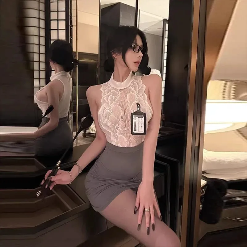 Ladies sexy lingerie; stewardess outfit; secretary lace outfit; uniform set; professional outfit; role-playing. — image 4