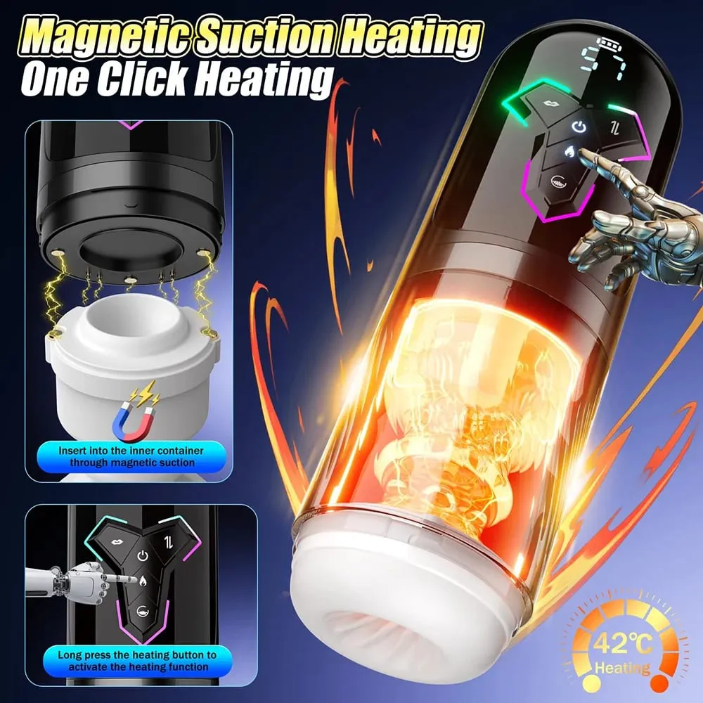 APP Control Male Automatic Masturbator Cup Vibrating Thrusting Sucking Heating Penis Pump with LCD Display Adult Sex Toy for Men — image 4