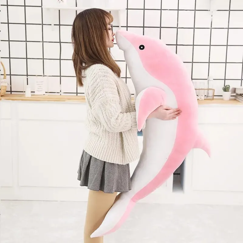 Children Dolphin Pillow Doll Sleeping On Bed Girl Doll Birthday Gift Ocean World Plush Toy for Kids Large Doll Peluches Gifit — image 4
