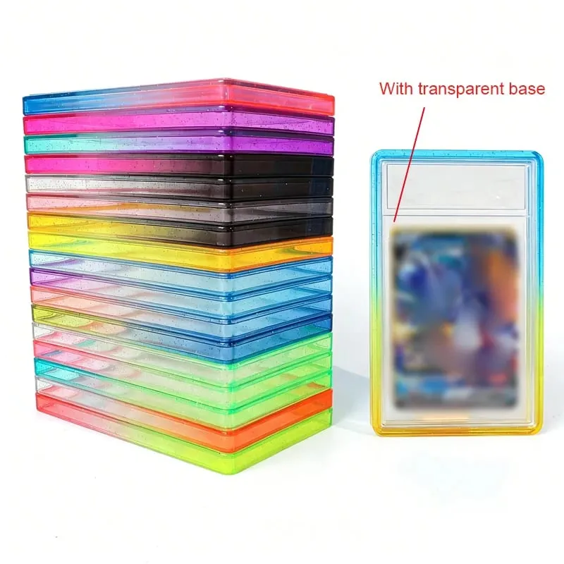 Glitter TPU Slab Bumper Guard Case Holder Protective Skin Display Sleeves with Clear Back for 35PT Graded Trading Card