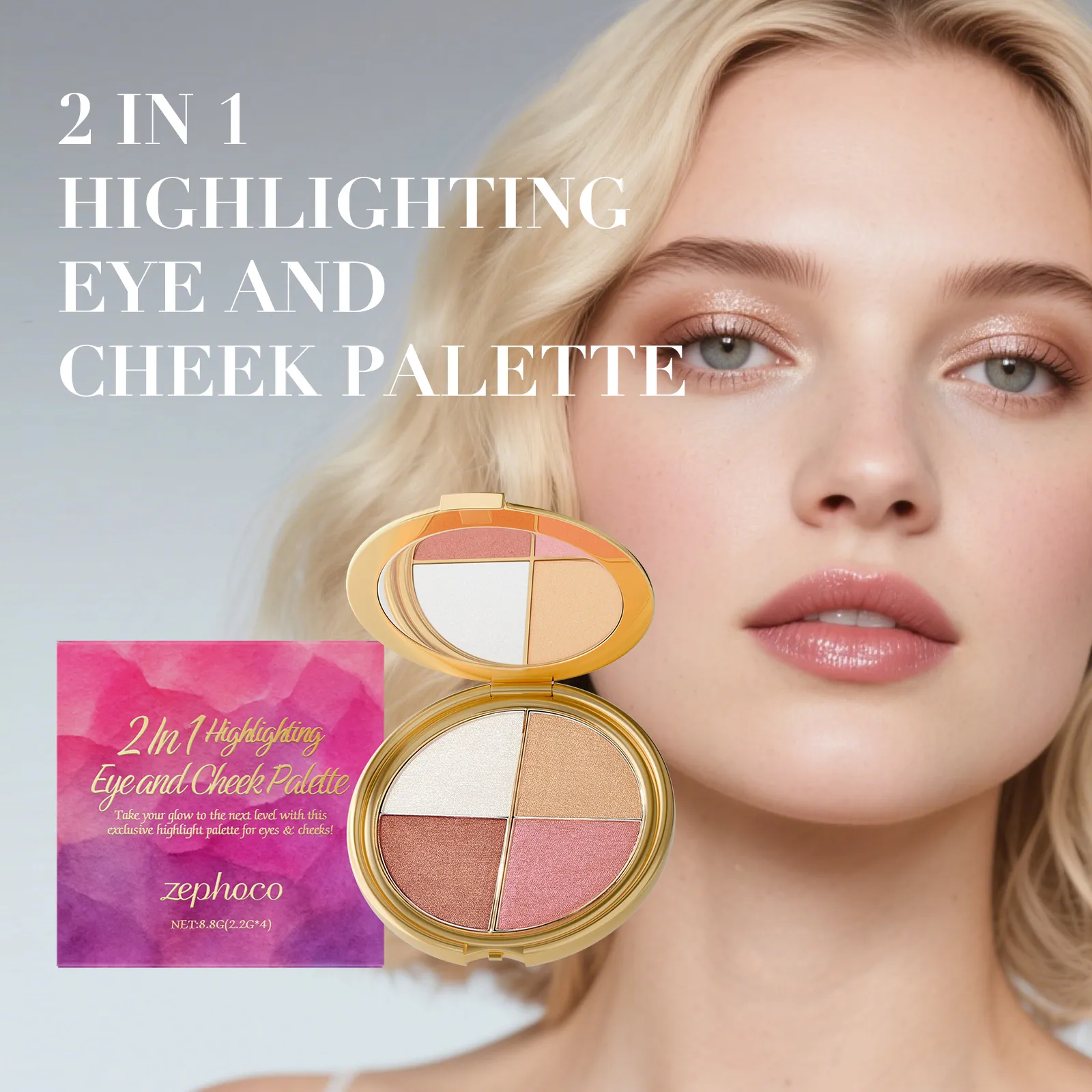 Highlighter Eyeshadow Blush Palette - Portable Versatile Natural and Multi-Use for Daily Eye and Cheek Makeup — image 1