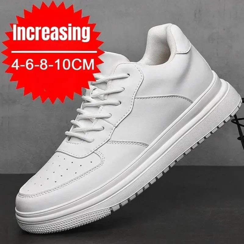 New Height Increasing Shoes for Men 10cm Invisible Elevator Sneakers White Leathe Sport Zapatillas De Hombre Big Size 46 — image 2
