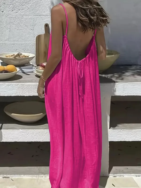 Women Sundress Summer Sexy Backless Loose Slip Beachwear Holiday Long Maxi Party Dresses WXFZ-5188 — image 14