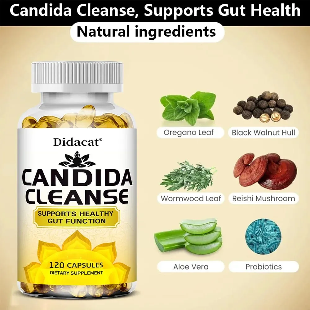 Candida Cleanse-Contient des herbes naturelles et des probiotiques pour soutenir une fonction intestinale saine et une santé immunitaire, adapté aux unisexes