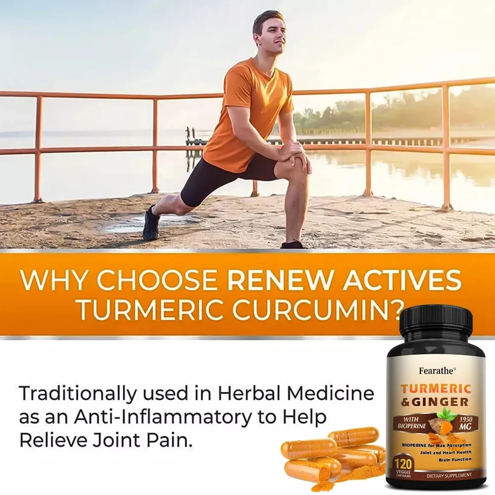 Organic Turmeric Curcumin 1500mg Capsules with Ginger & Black Pepper Support Joint Muscle Digestive & Immune Wellness