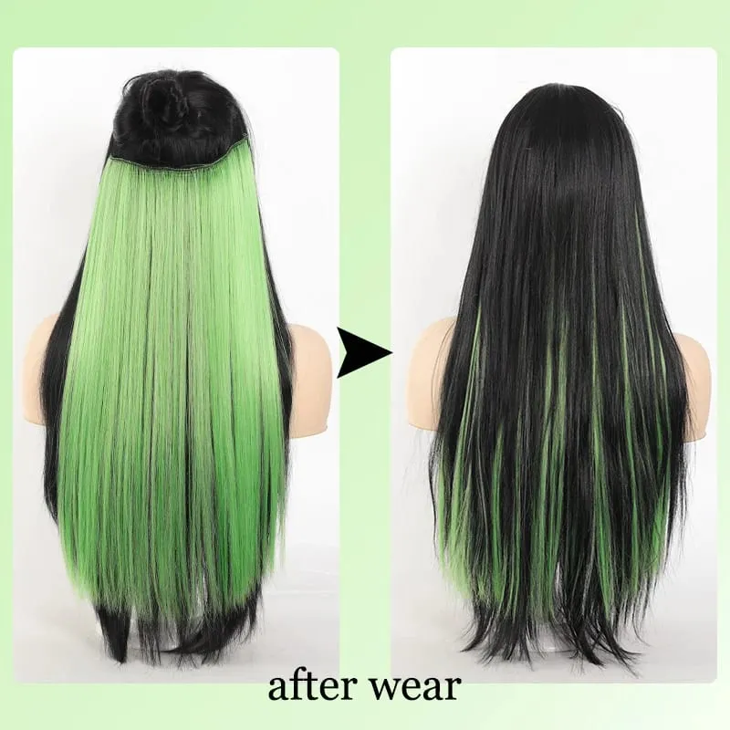 20inch Hair extensions Wig Hair Clips Hair piece Synthetic Straight Hair Extensions with 4clips for Women Halloween Party — image 5