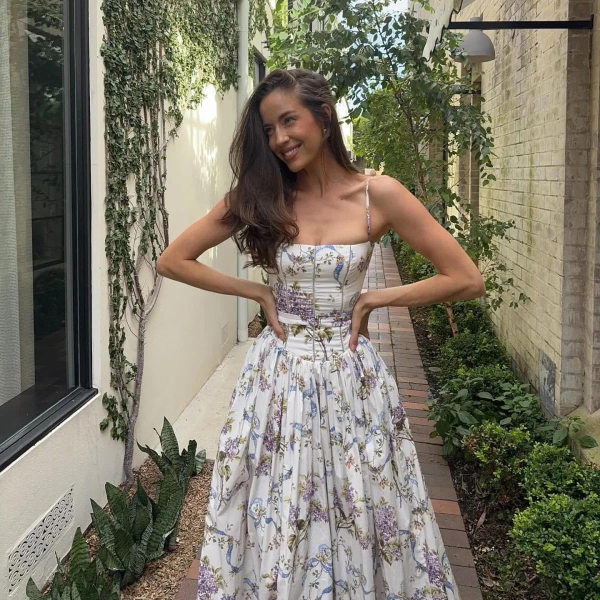 Mingmingxi Summer Floral Print Dress Elegant 2025 New Arrivals Spaghetti Strap Flare Dress Maxi Holiday Party Dresses Babae — image 3