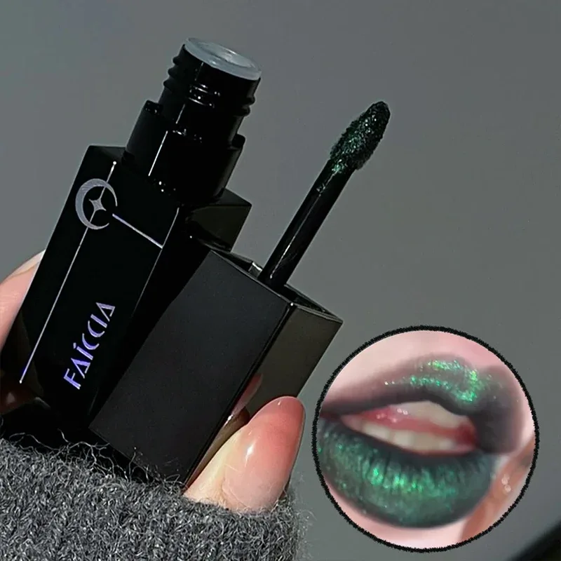 8 Warna Berkilauan Berair Lip Gloss Diamond Pearlescent Metallic Gincu Tahan Lama Melembapkan Tidak Melekit Mekap Parti Halloween