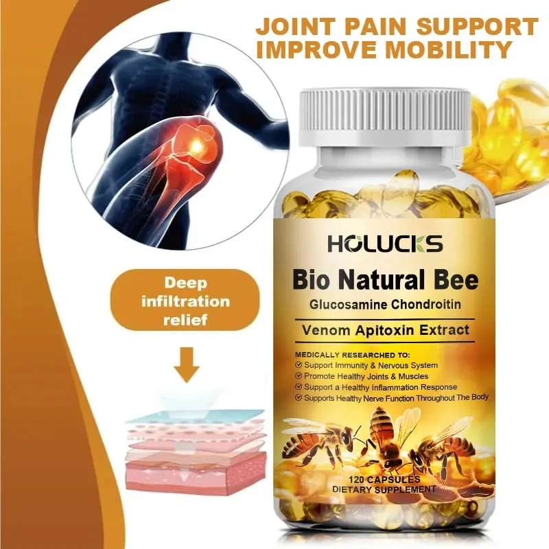 Bio Natural Bee Supplement with Apitoxin & Glucosamine Support Nerve Function Flexibility Alleviate Stiffness Confidence