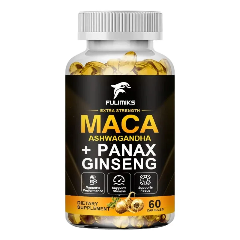 Triple Maca Blend with Ginseng & Ashwagandha Supplement Supports Reproductive Health Hormonal Balance Muscle & Stress Relief