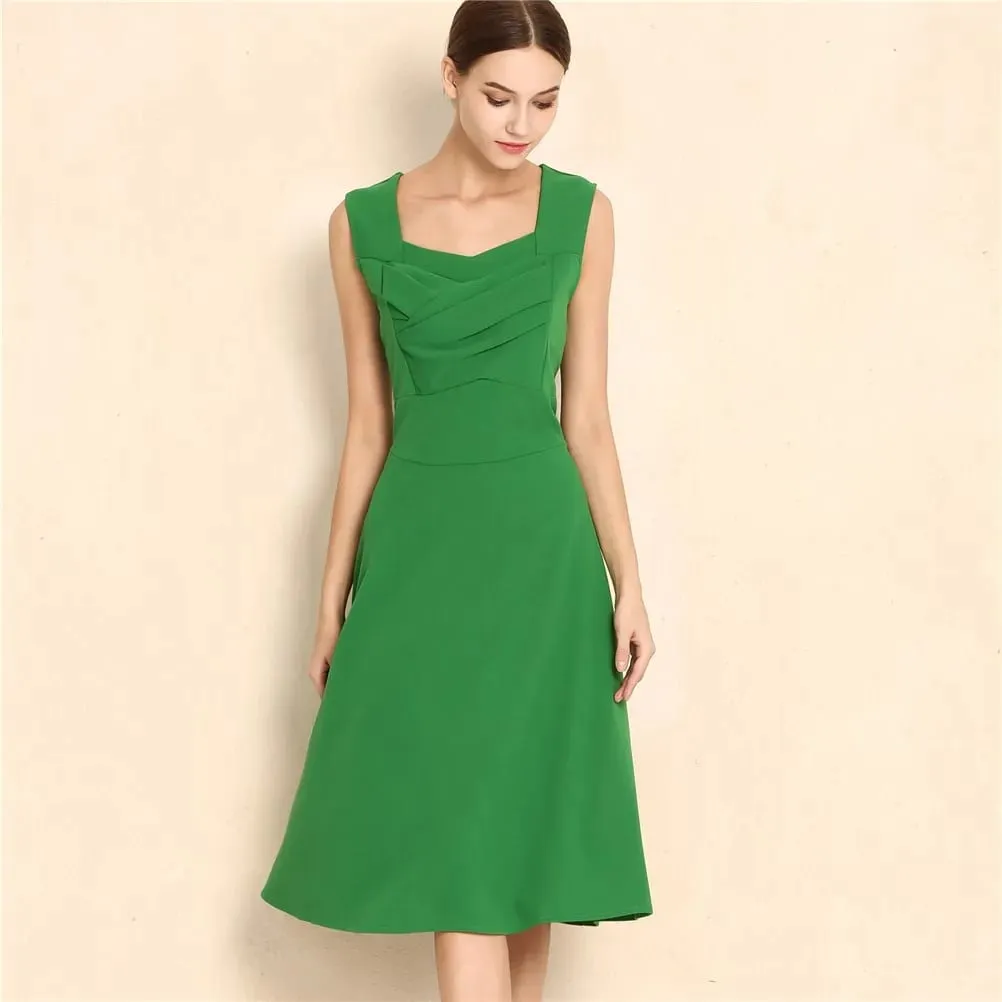 Hepburn Style Vintage Dress New Women Sleeveless Large Swing Sexy Party Dress — image 7