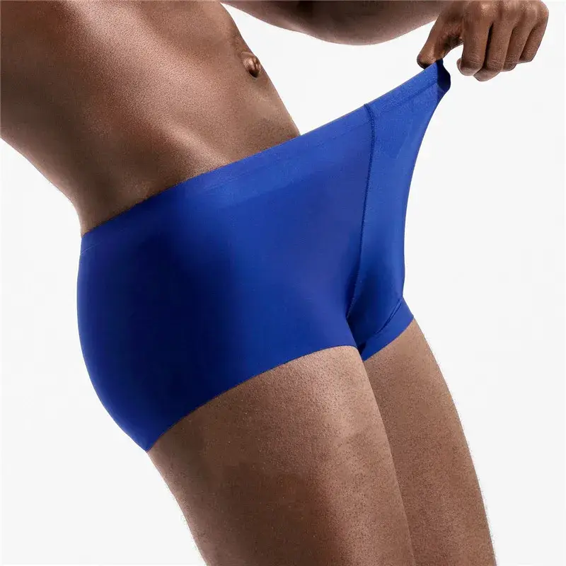 Celana Dalam Pria Warna Solid Pria Boxer Sutra Es Mulus Pakaian Dalam Seksi Ultratipis Celana Pendek Bagasi Keren Musim Panas — image 1