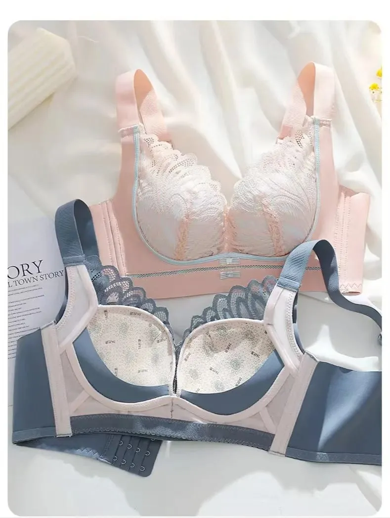 Sexy Lace Push-Up Lingerie Bra for Small Breasts Anti-Sagging Adjustable Beauty Back Non-Underwire Gathering Bra — image 3