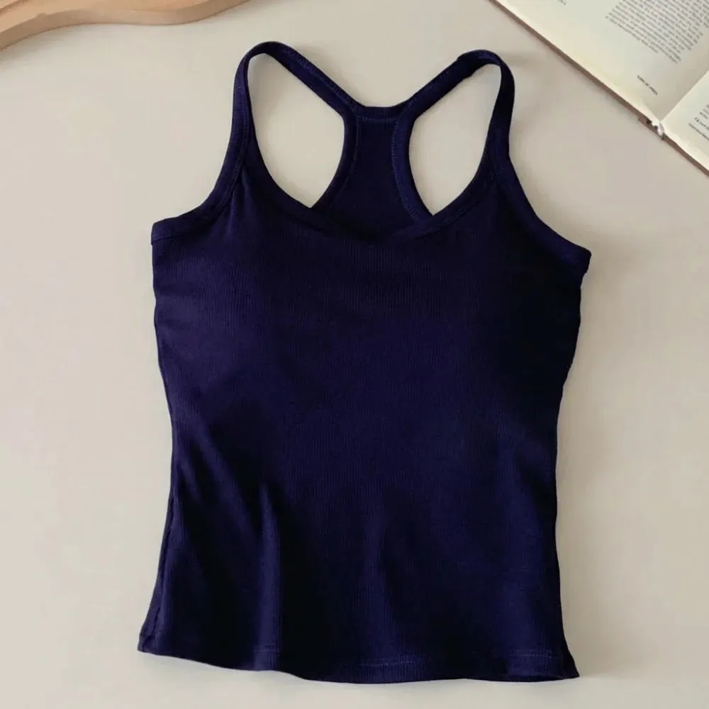 Wide Shoulder Straps Hollow Vest Comfortable H-Shaped Back Breast Small Camisole Slim Design Elastic Thin Tank Tops — image 16