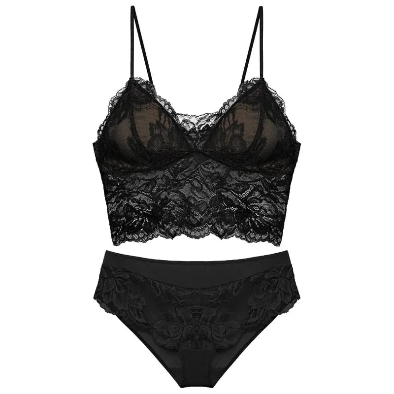 French Backless Bralette Sheer Lace Wireless Halter Top No Underwire Anti Nipple Show Comfort Bra & Tushy Set CA MOYISU Sexy Bra — image 10
