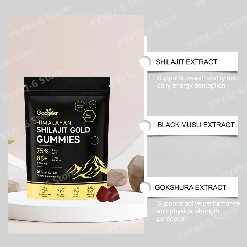 Himalayan Shilajit Gold 60 Gummies Minerals Formula suporta aumento de energia e vitalidade corporal Suplemento dietético nutricional natural — image 3
