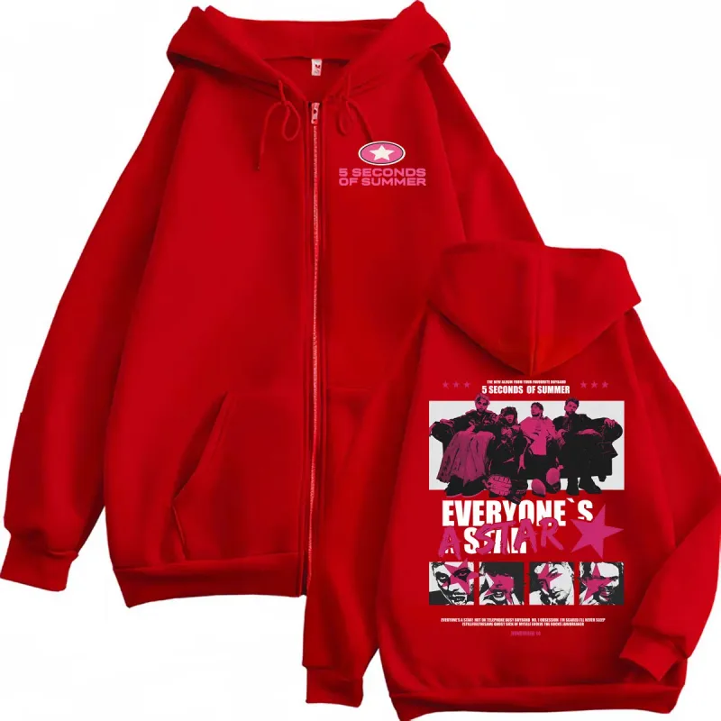 5 Segundo ng Tag-init Lahat ay Bituin 2026 World Tour Zipper Hoodies Coat Lalaki Babae Harajuku Hip Hop Rock Punk Jacket Sweatshirt — image 5