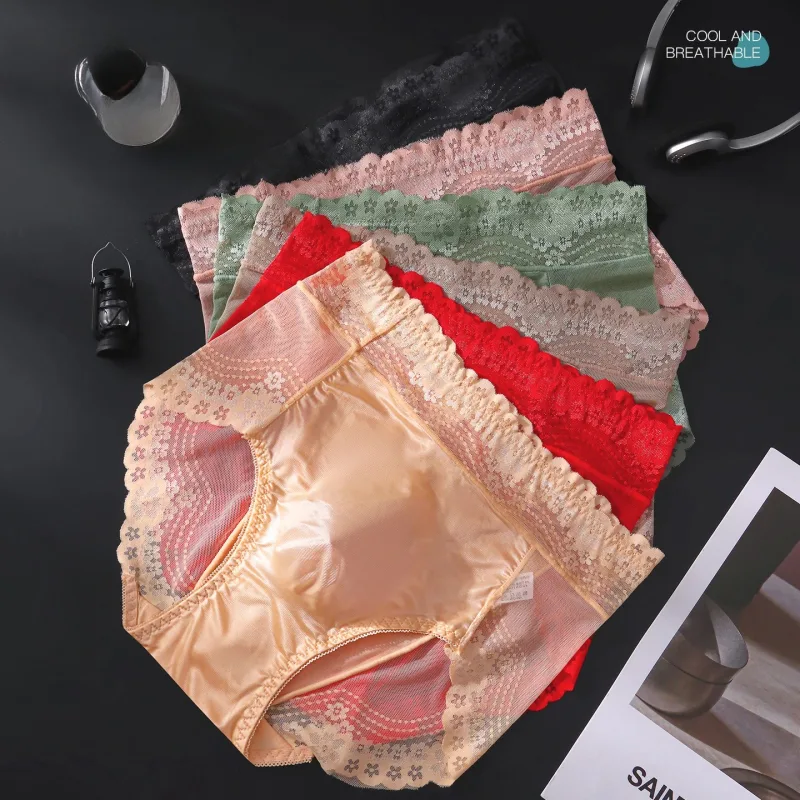 Flower Lace Mesh Hollow Out Sexy Men's Underwear Ice Silk Breathable Seamless Manipis na Triangle na Pantalon Malambot Traceless Panlalaki Briefs — image 4