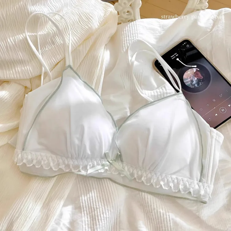 Süßes BH-Set für Mädchen mit dünnen französischen Körbchen, ohne Bügel, halterlose kleine Brüste, ohne Bügel — image 11