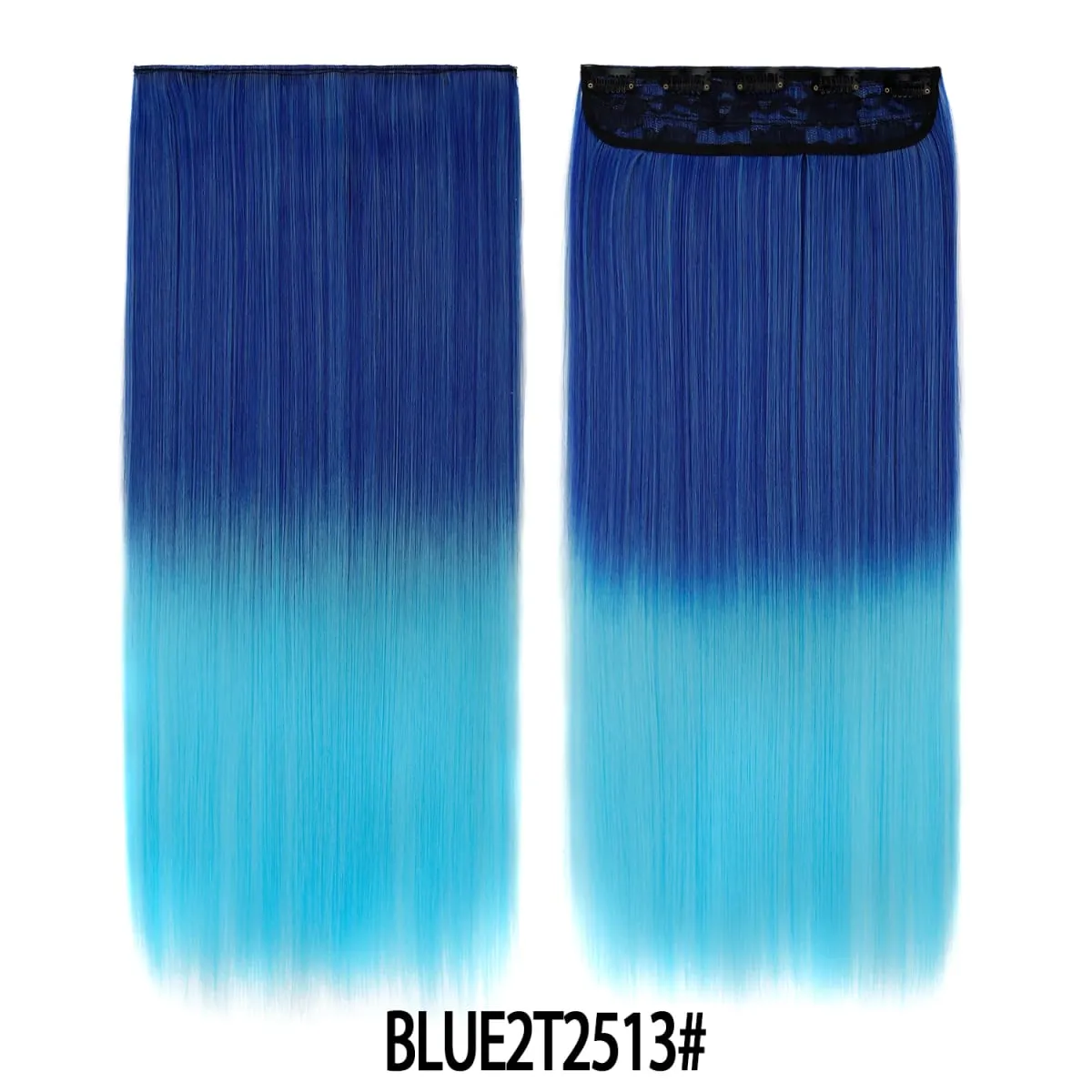 Jeedou Rainbow Hairpieces Clip In Hair Extension One Piece With 5Clips Ombre Color Straight Hair Wig For Girls Halloween Cosplay
