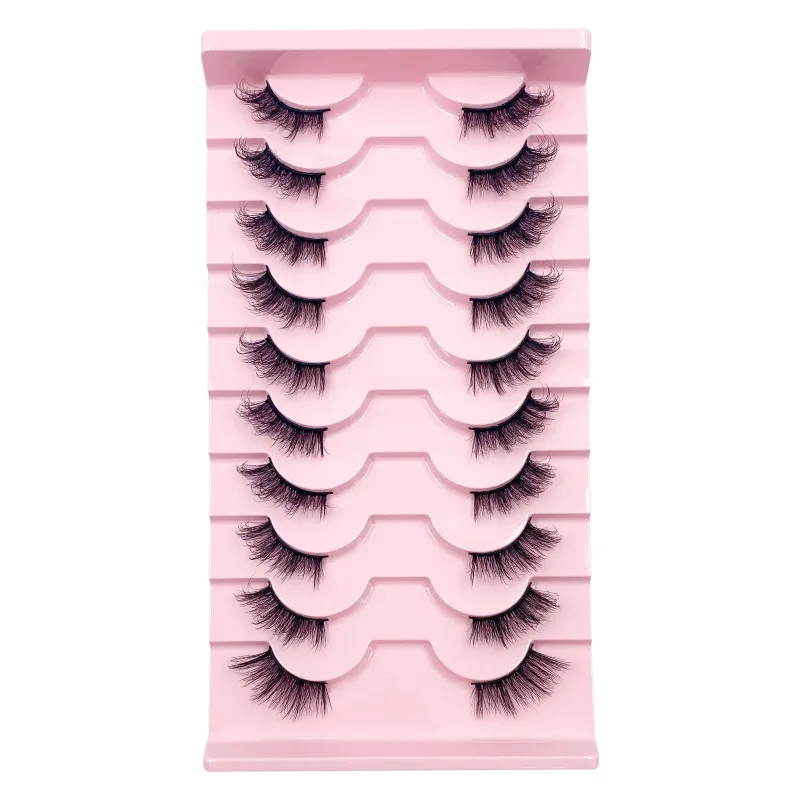 3D Cat Eye Lashes Half Eyelashes 10Pairs Half Lashes Natural Clear Stem False Eyelash Extension Makeup Faux Cils maquiag — image 17
