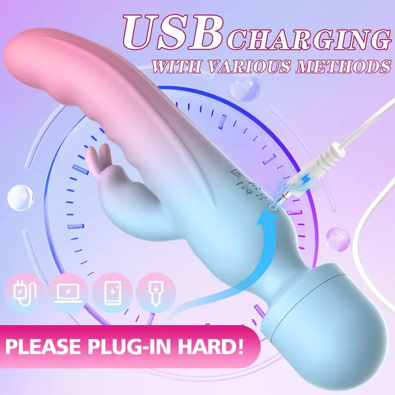 4-I-1-läge Dildos Vibrator AV-sexmaskin Trollstav Klitoris G-punktstimulator Kvinnlig Vagina Massager Kvinna Vuxna Sexleksak 18+