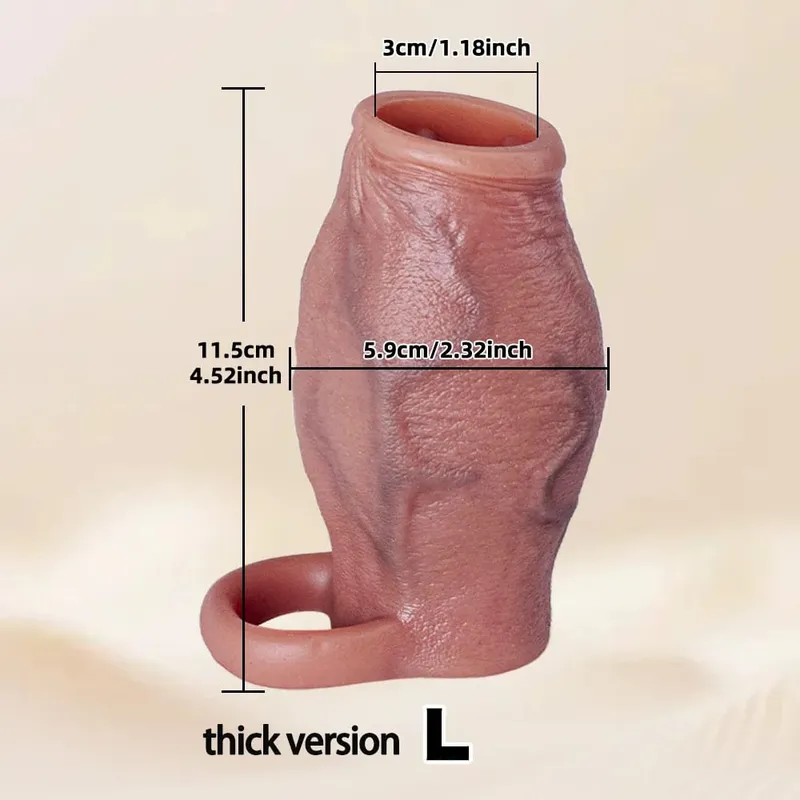 Enlarged and Thicken Cock Sleeve Lock Sperm Penis Ring Adult Men Sex Toy Soft Silicone Dick Sleeve Enlargement Male 18+ Sexy Toy