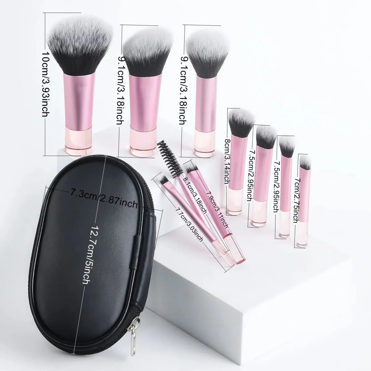10-Piece Mini Makeup Brush Set with Bag Portable Travel Size Makeup Brush Available in Multiple Colors