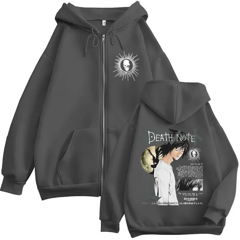 Japanese Anime Death Note L·Lawliet Zipper Hoodies Men's Women Clothing Fashion Hip Hop Zip Up Hooded Sweatshirts Jackets Coats — image 4