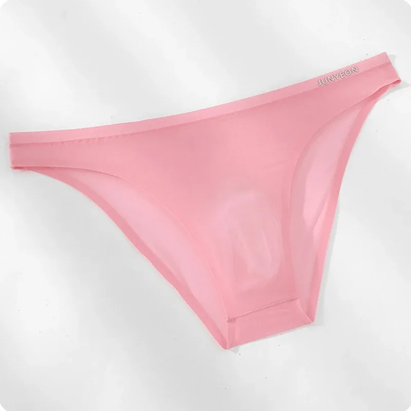 Sem costura de secagem rápida cuecas masculinas cor sólida seda gelo ultra-fino cuecas sexy respirável 3d bolsa calcinha — image 29