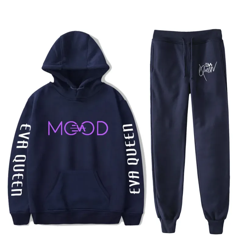 Hip Hop Bekväm Eva Queen Print Sweatshirt Träningsbyxor Kostym Huvtröjor+ Byxor Kostym Pojkar/Flickor 2-delat set Kläder — image 13