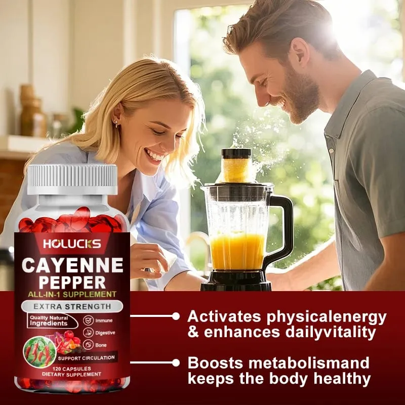 Advanced Cayenne Pepper Capsules with Vitamin D3 & K2 Support Circulation Immune Health & Digestive Comfort