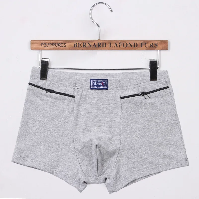 Cuecas boxer masculinas com bolsos, cuecas antirroubo, dois bolsos com zíper, cuecas de algodão, cuecas boxers masculinas, shorts de saque 3256802472559571