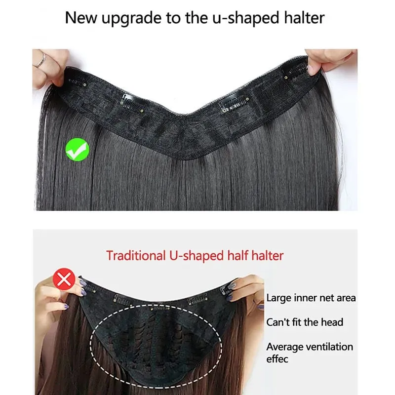 24Inch Synthetic Long Straight One Piece 4 Clips Hair Extensions Invisible Hairpiece Soft Fake Hair For Women Daily Wear — image 4