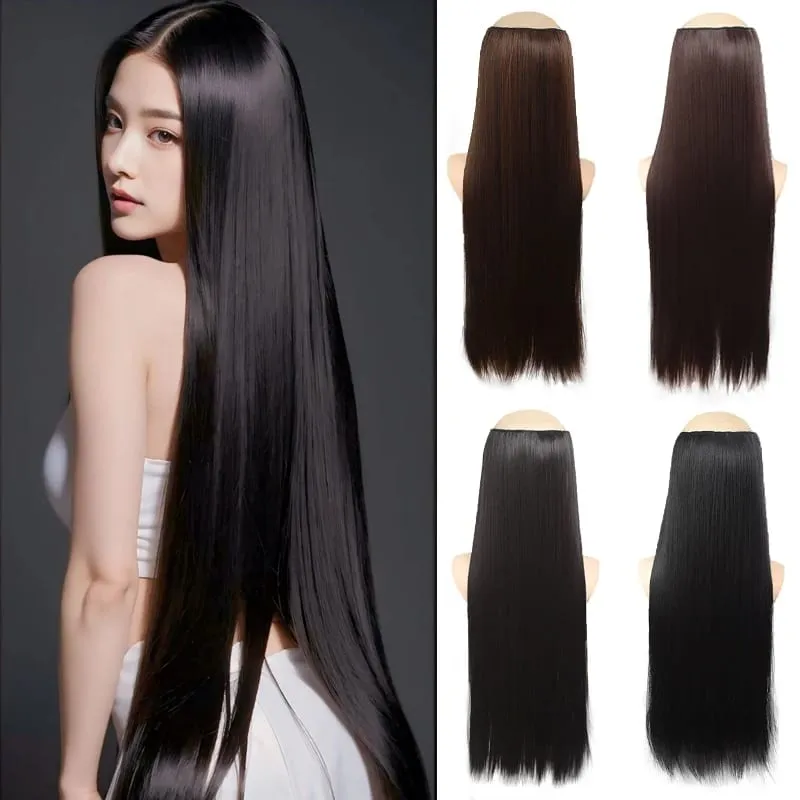 24 Inch Burgundy Straight Long Synthetic Hair Ponytail Extension Suitable For Women — image 2