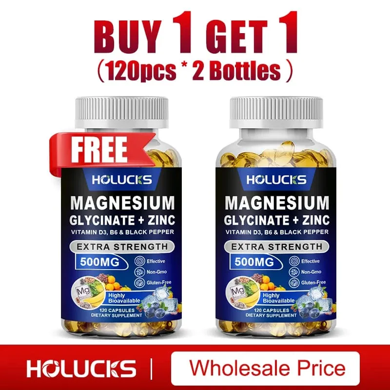 Magnesium Glycinate & Zinc Supplement for Muscle Joint Bone Enzyme & Heart Health Support Immune Relaxation Mood — image 1