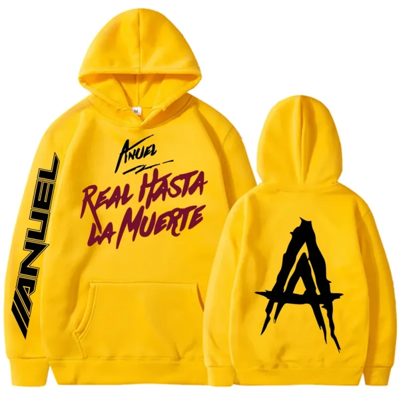 Autumn Fleece Men's Hoodies Anuel AA Real Hasta La Muerte Print Sweatshirts Streetwear Rapper Loose Pullover Casual Hooded Tops — image 6