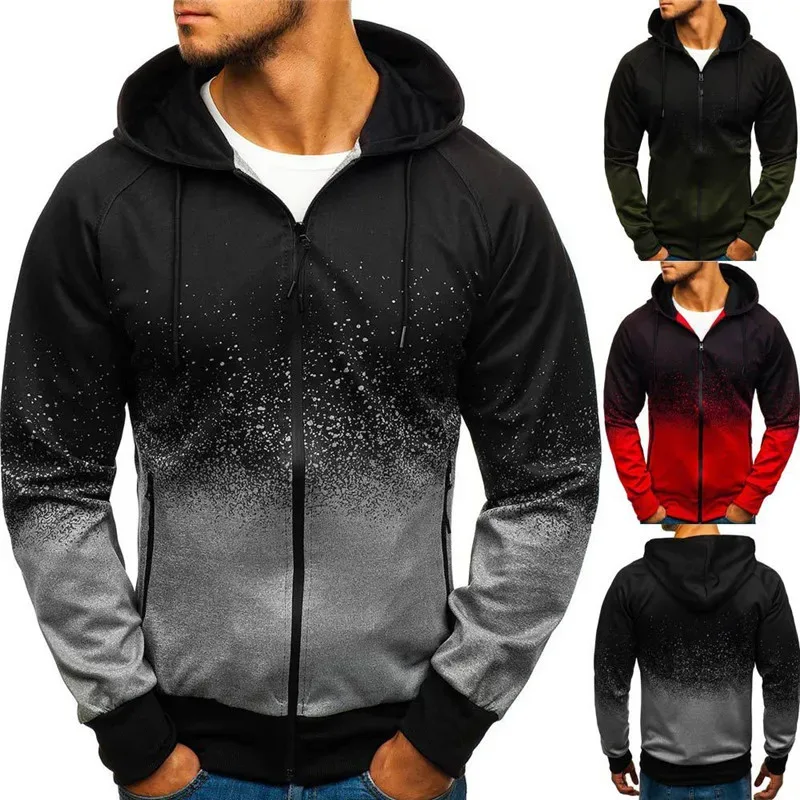 2025 na moda zíper hoodies primavera e outono novo gradiente cor casaco com capuz volcom impressão streetwear jaqueta — image 5