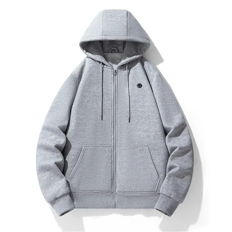 USB Heating Luvtröjor Herr Vinter Eluppvärmda Luvtröjor Jackor Uppvärmd Zipper Hoodie Infraröd 5 Värmeområden Jacka Svart Grå