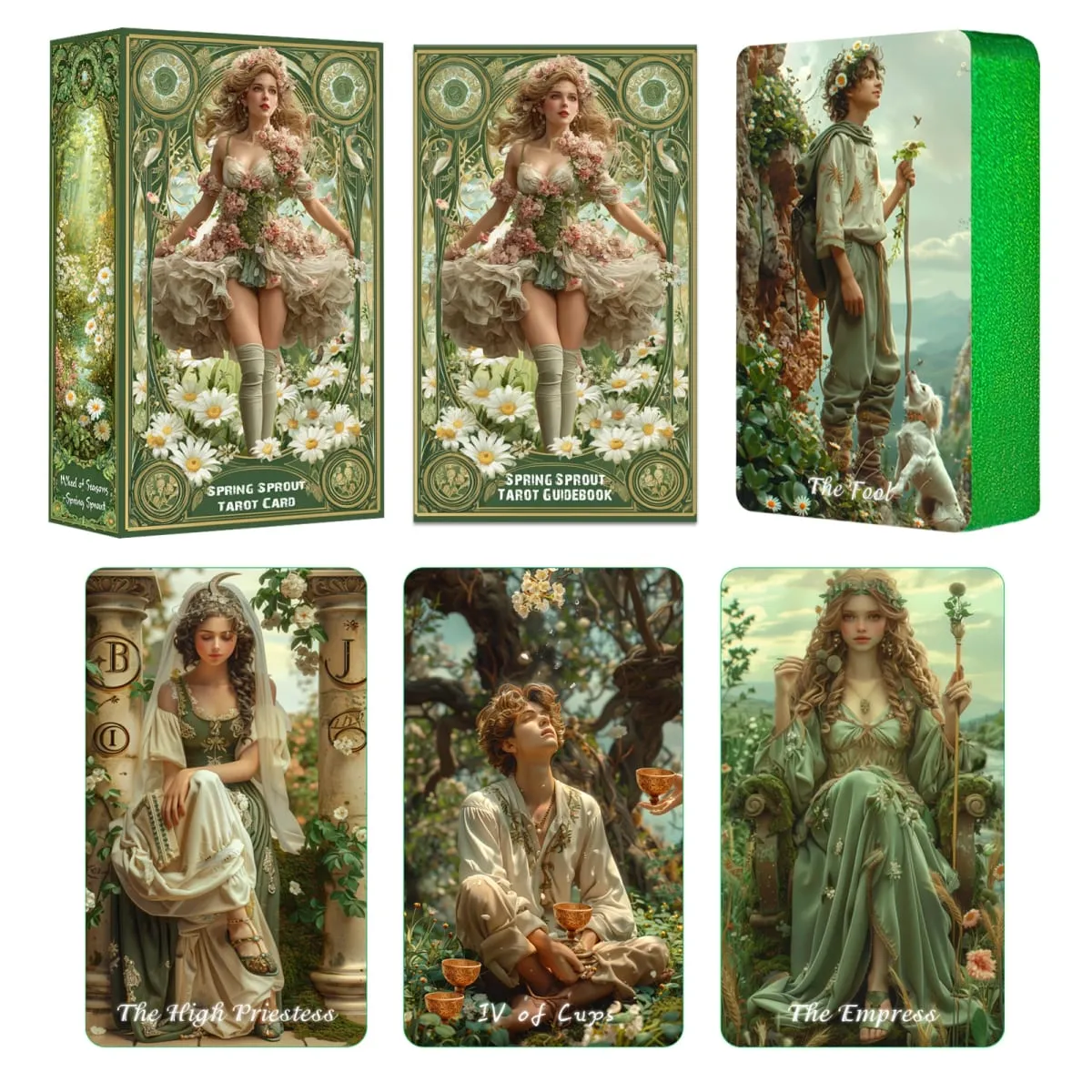 Arot Cards for Beginners with Guidebook Spring Sprout Tarot Deck 80 Oracle And Tarot Cards 400 GSM Premium Cards with Gilded