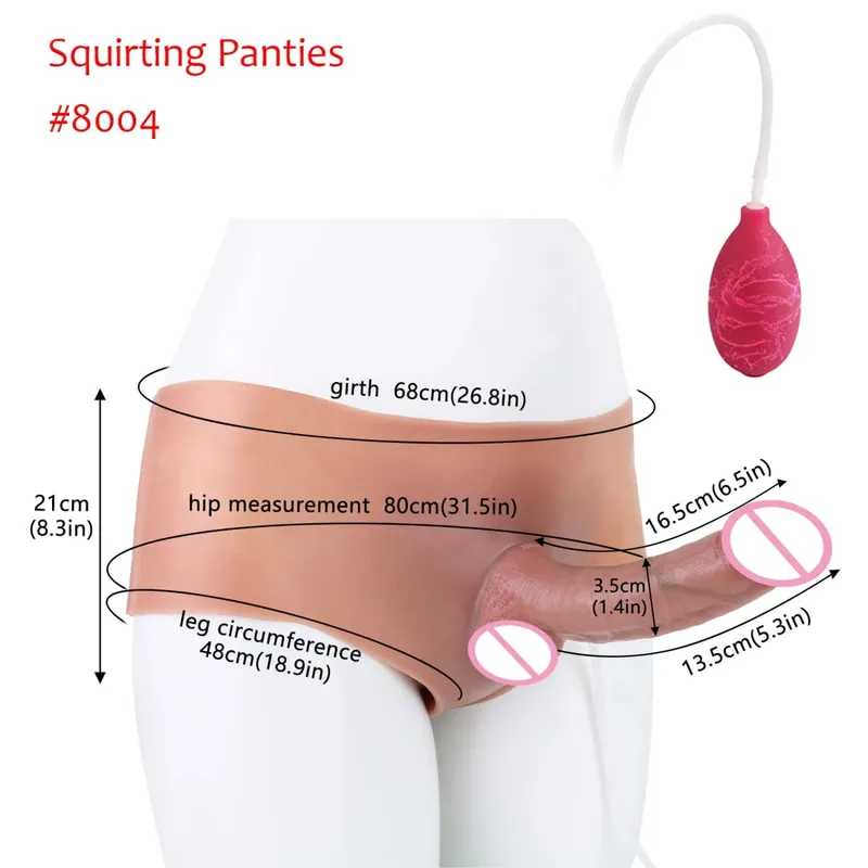 Black Nude Strapon Malaking Makatotohanang Ejaculation Dildo Silicone Squirting Panties Na May Simulated Solid Penis Sex Toy Para sa mga Babae — image 11