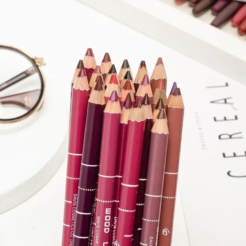Delineador labial antiincrustante profissional, 28 cores, caneta de batom profissional, à prova d'água, lápis de contorno labial, maquiagem duradoura, delineador cremoso