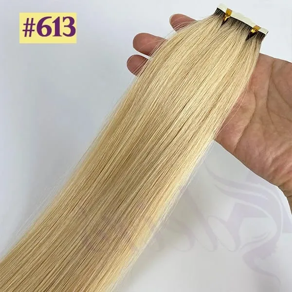 Mini Tape In Hair Extensions Really Human Hair Extensions Black Brown Blonde Invisible Tape In Straight 16"-26" For Salon — image 12