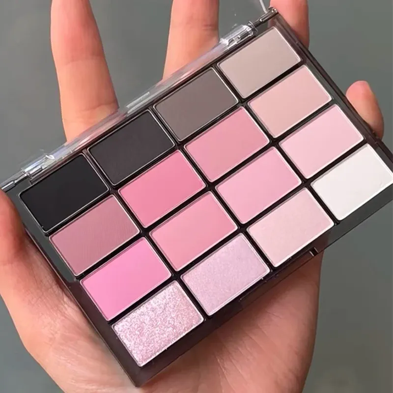 16 Colors Black Pink Eyeshadow Palette Glitter Shimmer Pearlescent Matte Low Saturation Style Long Lasting Eye Shadow Eye Makeup — image 4