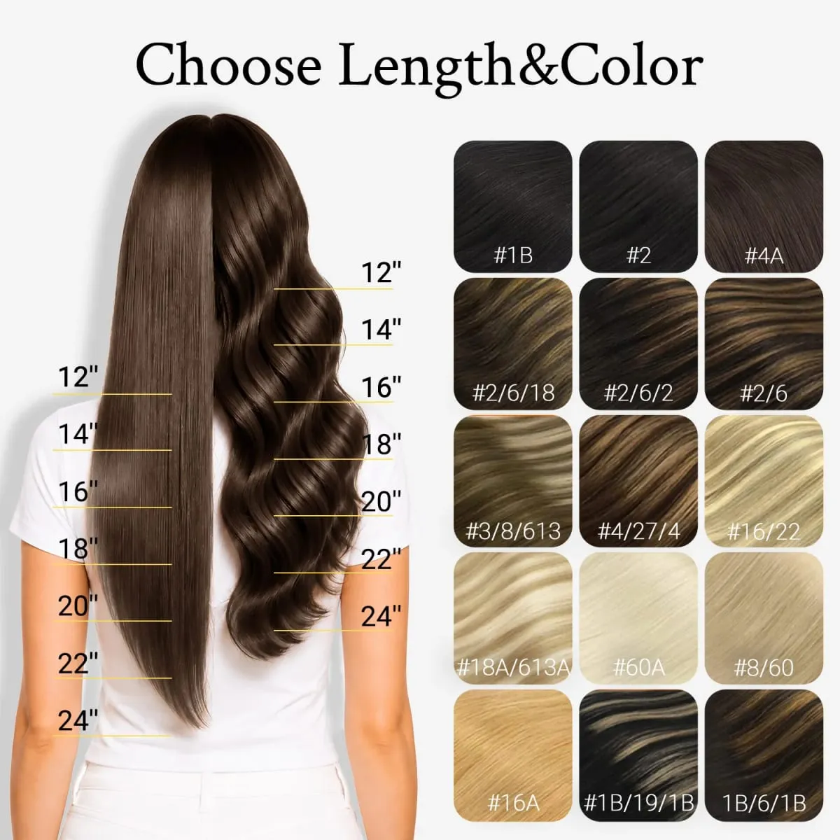 Sunmofavo Invisible Tape In Hair Extensions Seamless Full Thick Silky Straight Ombre Walnut Brown 10Pcs 100% Remy Human Hair