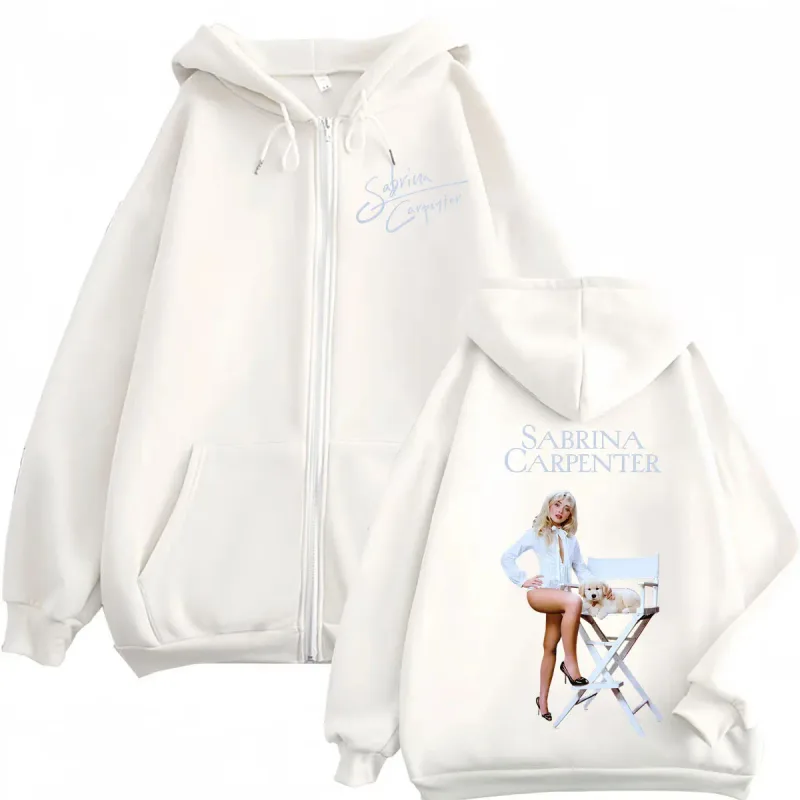 Singer Sabrina Carpenter Merch Zipper Hoodies Fashion Aesthetic Zip Up Pullovers Men's Women's Casual Long Sleeve Sweatshirts — image 4