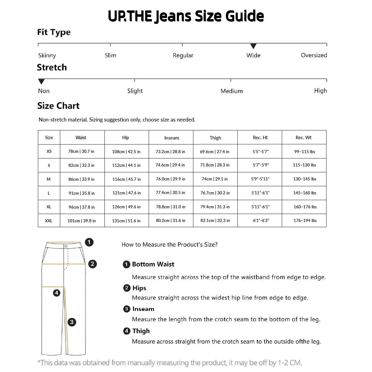 UP.THE Men Black Baggy Wide Leg Jeans Y2K Oversized Loose Denim Pants Back Graphic Print Streetwear Trousers for Daily Outfits